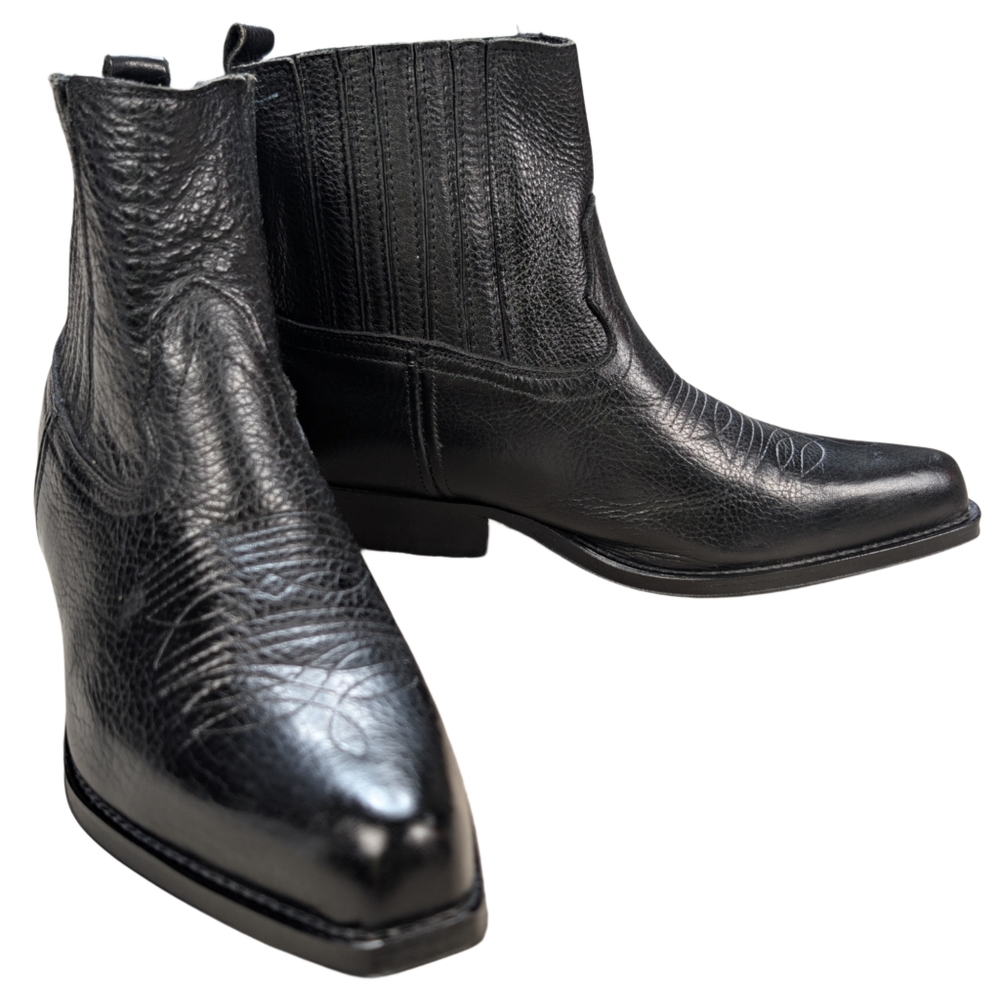 Joe Sanchez Women's Size 39 Black Leather Short Heeled Western Boots Pointed Toe